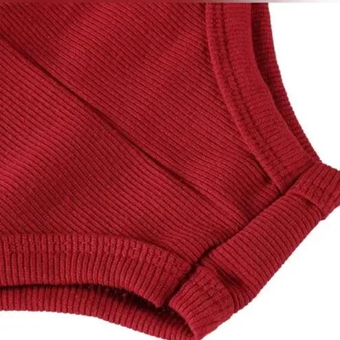 Brick Red Ribbed Henley Lounge Romper