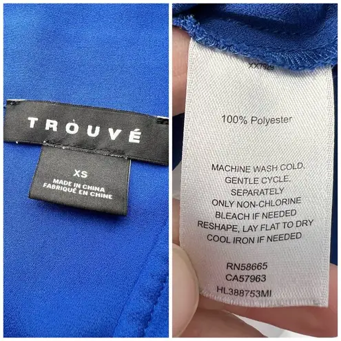 Trouvé Royal Blue Sleeveless Wrap Blouse Side Tie Silky Chiffon XS