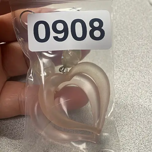 Frosted Pink Heart Beads Drop Earrings Y2K Aesthetic Trendy Fashion Accessory