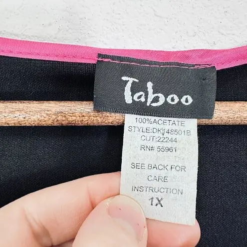 Taboo Y2K 90s Brats Black and Pink Ruffled Faux Wrap Maxi Dress V Neck Size 1X