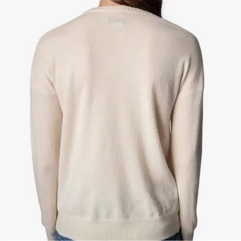 Zadig & Voltaire Gaby Cream Sweater Red Amour Wool Cashmere size Small NWOTS