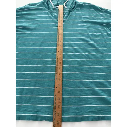 J Jill Hoodie Shirt Womens Medium Green Stripe Cozycore Loungewear Oversize