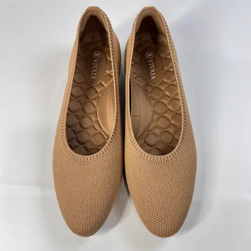 Vivaia Aria 5 Flats Women's Size 41 Beige Knit Pointed Toe Eco Slip On Shoes Tan Size 10