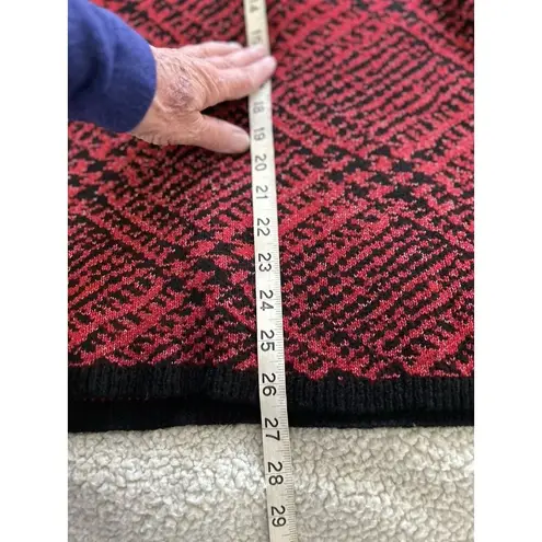 Joseph A . Plaid Knit Cowl Neck Oversized Sweater Long Sleeve Red Black Size XS