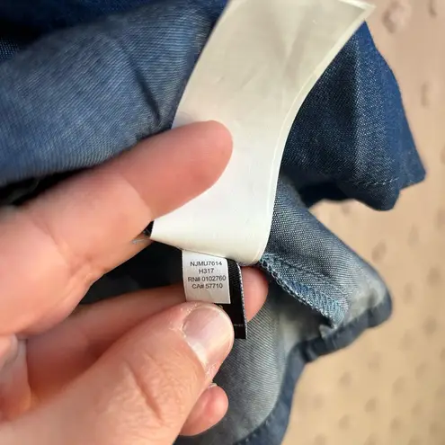 Kate Spade  Broome Street Chambray Embroidered Ombre‎ Long Sleeve Sz S