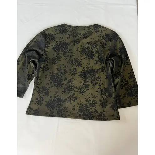 Geri C. 2 piece matching skirt set women's Medium green black floral VTG 90s