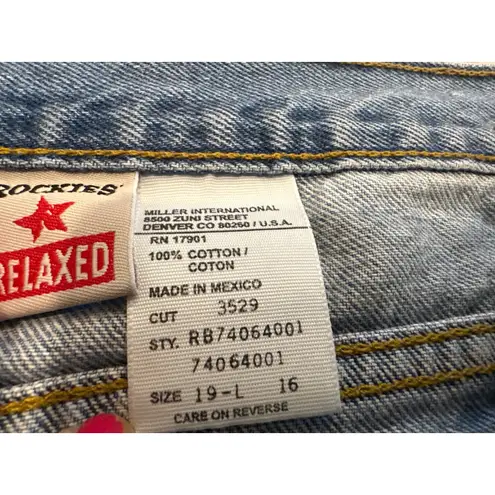 Rockies Denim Jeans Womens 19L Blue High Waist Relaxed Fit Star 36x33 1/2 VTG Size undefined