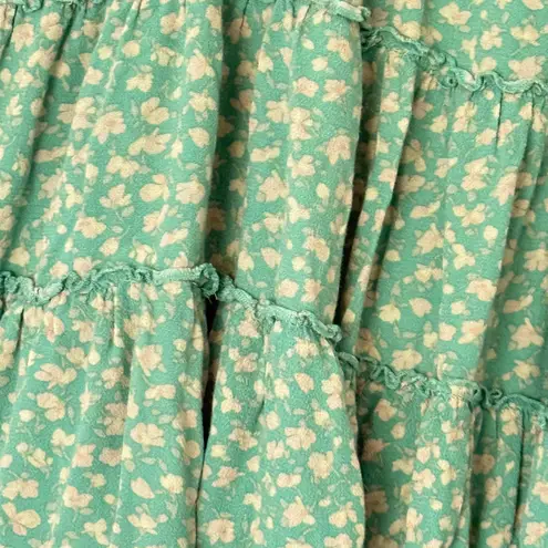 American Eagle Ditsy Floral Tiered Pull On Mini Skirt Size XXL Balletcore Y2K Green
