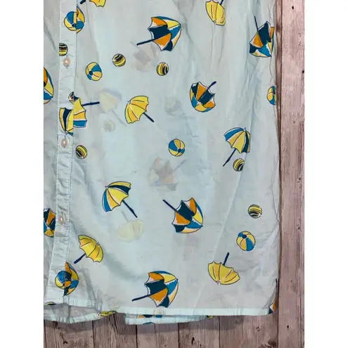 st. john's bay Women's  Beach Ball Umbrella Vacation Button Shirt Blouse Size 1X