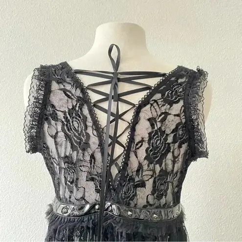 Eva Lady Women's Gothic Punk Lace Over High Low Dress Intimates $120 Size L NWOT Black Size L