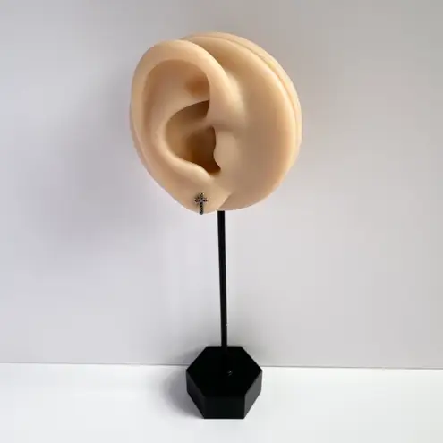 Small Tiny Cross Stud Earrings for Men Women,Streetwear Hip Hop Unisex Style Silver