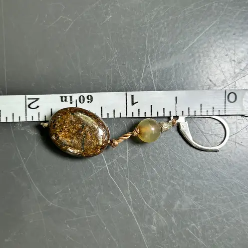 J. Jill Multi Strand Stone Necklace & Earrings Set Earth Tones Tigers Eye Jasper Brown