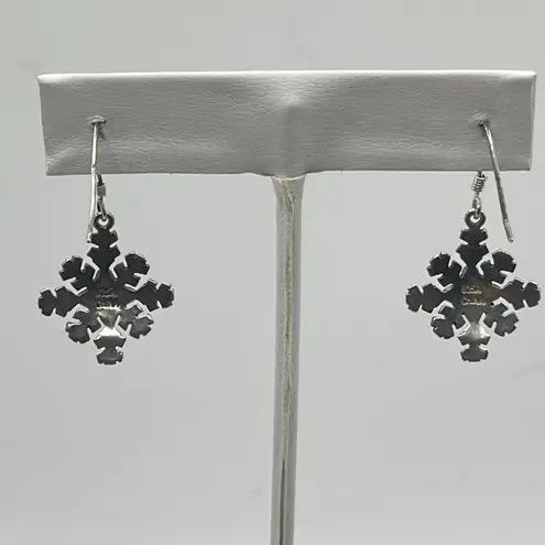 Silver Snowflake Dangle Earrings Marcasite Winter Holiday Jewelry Gift