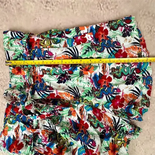 Noisy May Women's Floral Dragon Print Shorts Tropical Parrot Palm Size S