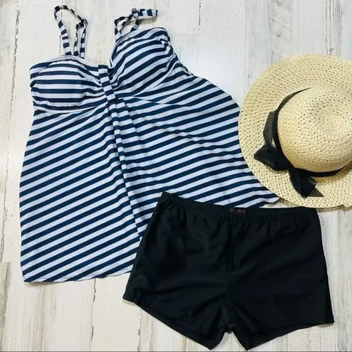 Avidlove Tankini Swim Dress Striped with Boyshorts Size M