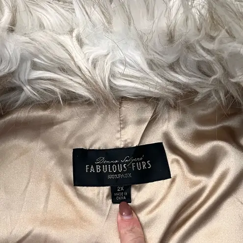 Donna Salyers Fabulous Furs Vest Faux Fur XL 1X 2X Tan