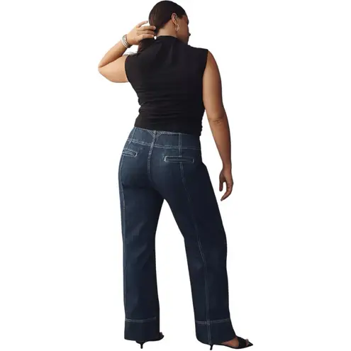 Pilcro Seamed High-Rise Flare Wide Leg Jeans Size 31