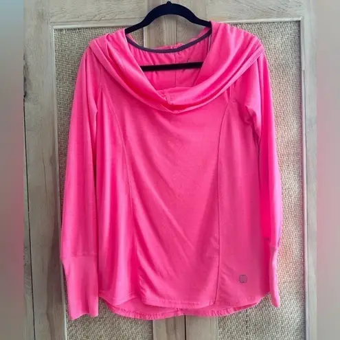 Balance Collection  Love Sleeve Hooded Running Top Hot Pink Workout Size Medium