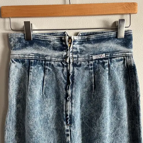 Vintage Zena USA High Waist Denim Skirt Acid Wash 80s Pencil Midi XS