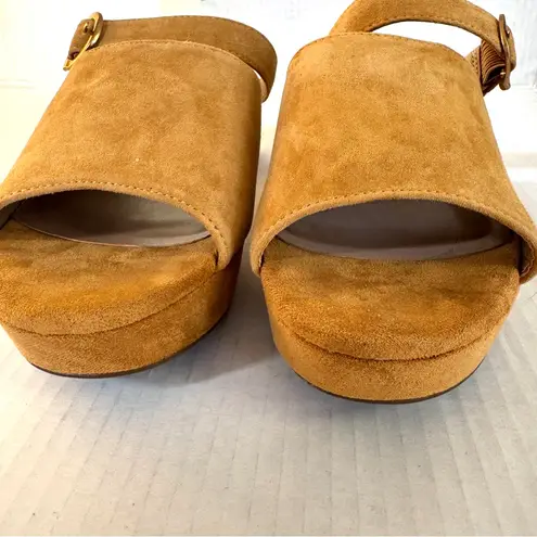 Aerosoles NWOB Women's Tan Suede Cosmic Heeled Slip on Mule Sandal sz 9.5