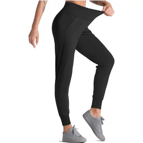 Dragon Fit Black Joggers Womens Large Pockets High Waist Workout Yoga Tapered