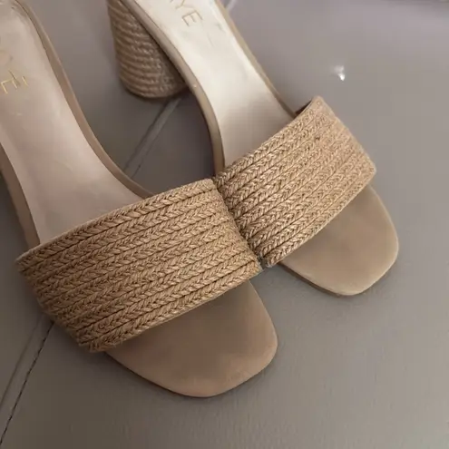 Raye Tan Braided Block Heel Slip On Mule Sandals Women’s Size 9