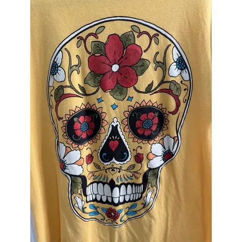 Hasta Siempre Sugar Skull Graphic Tee Yellow Medium