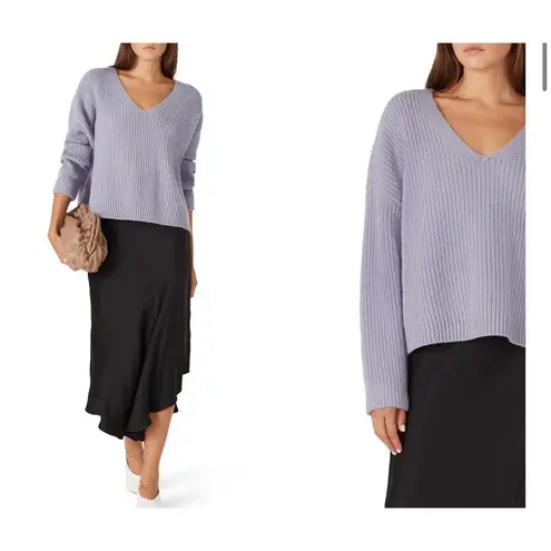 Elk Women's 8 Lambs Wool Lilac Purple Knit Crop Sweater V