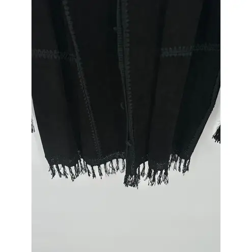 Venezia Womens Black Suede Western Jacket Long Coat Plus Size 1X Fringe Crochet