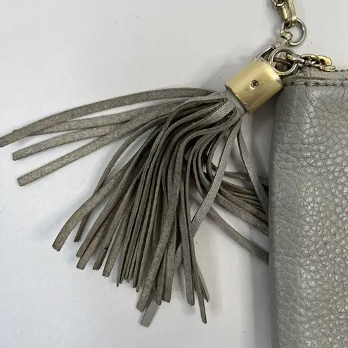 GiGi New York Chelsea Crossbody Gray Leather Slim Clutch Removable Chain Strap