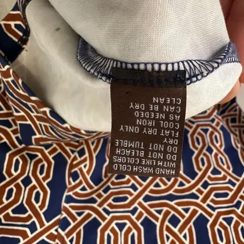 J. McLaughlin Catalina Catalyst Dress Size Medium Celtic Geometric Navy Rust 3/4 - Image 9