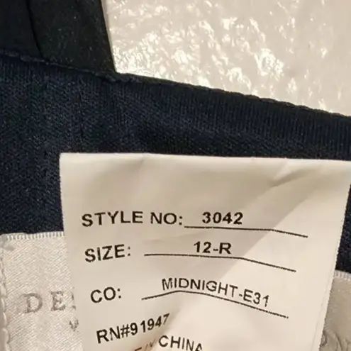 Dessy Collection Tie Strap Chiffon Gown with Front Slit Midnight Blue 12