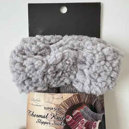 Fashion By Mirabeau NWT Thermal Knit Slipper Socks Snowflakes Grey