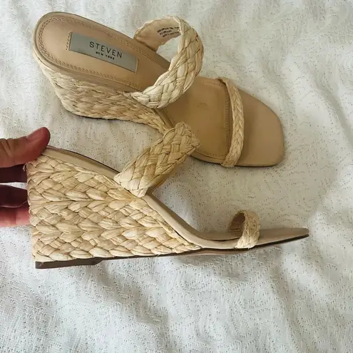 Steven New York Ardy Espadrille Wedge Sandal Size 8 Neutral Cream Tan