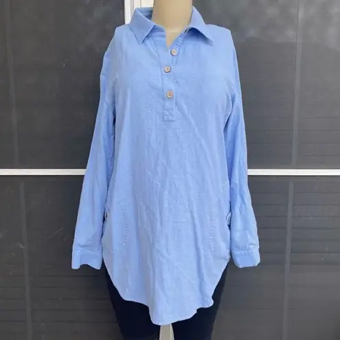 Soft Surroundings Top Women’s Small Oversized Tunic Coastal Beach Lagenlook Blue
