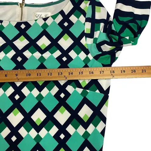 Eliza J Green Vibrant Diamond Geo Print Abstract Lined Shift Dress Womens Sz 8
