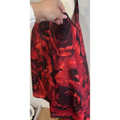 Bisou Bisou Women's Black Rose Cold Shoulder Long Sleeve Shirt Top SZ 0X