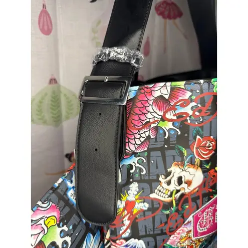 Ed Hardy Shoulder / Hobo Bag with Matching Pouch