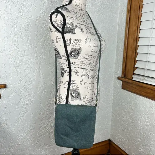 BOHO Denim Faux Suede Fringe Crossbody Bag Blue