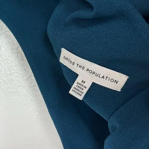 Dress the Population Tiffany One-Shoulder Midi Dress in Peacock Blue Size Medium