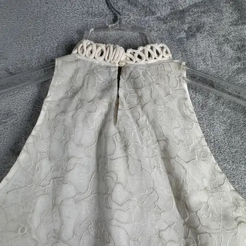 Elie Tahari Top Sleeveless Ruffled Mock Neck Party Blouse Cream Womens Size XS