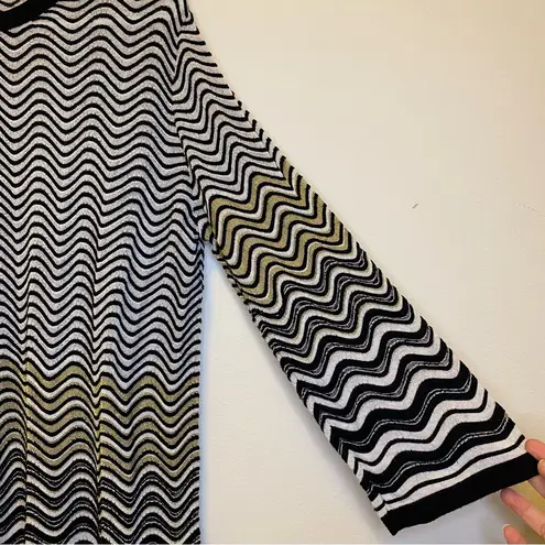 Missoni Zigzag Pattern Fine Knit Lightweight Sweater Blouse Metallic Gold XXL 12