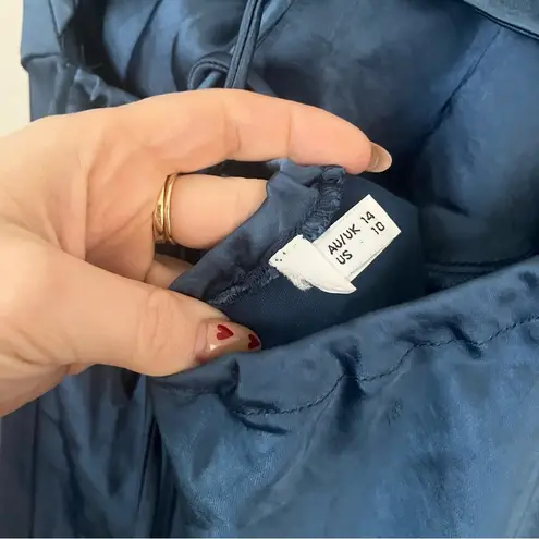 Petal and Pup Kamiya Blue Satin Strappy Back Maxi Dress 10