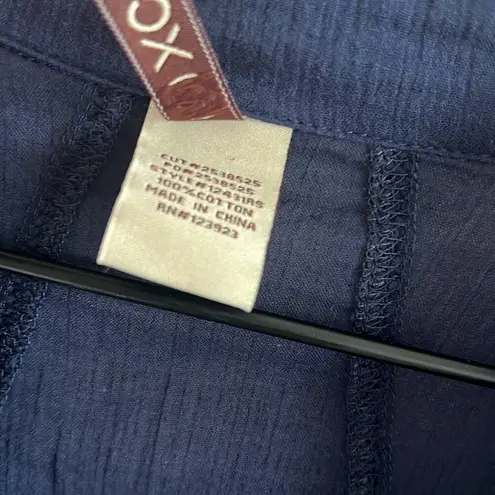 XCVI Gauzy Crinkle 100% Cotton Tunic Top Button Front Roll Tab Sleeve Oversize S