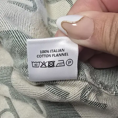 YAITTE Miami Italian Cotton Flannel Button Up Shirt Green White Checkered Sz XS