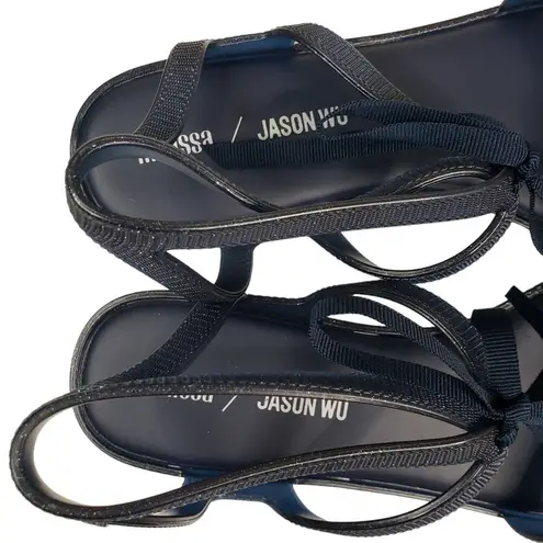 Melissa x Jason Wu Womens 9 Ophelia Low Sandal in Dark Blue Glitter NEW