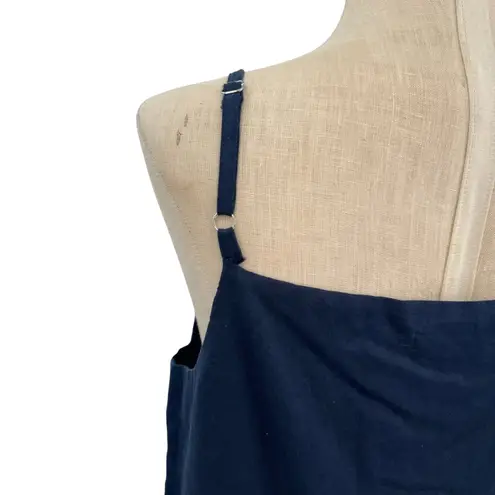 J. McLaughlin Ruth Squareneck Maxi Dress Button Front Linen Navy Blue Medium - Image 11