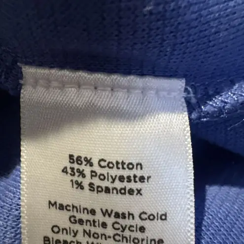 Talbots  Tunic Blue Portrait Neckline Back Button Up Long Sleeves Top Sz L