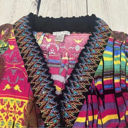 Alberto Makali Albert Makali M Multicolor Boho Chic Snap Button Cardigan Bold Art Colorful - Image 4