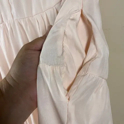 Biltmore Tiered Dress Ruffle Mock Neck Short Sleeve Casual Pink Size M Size M